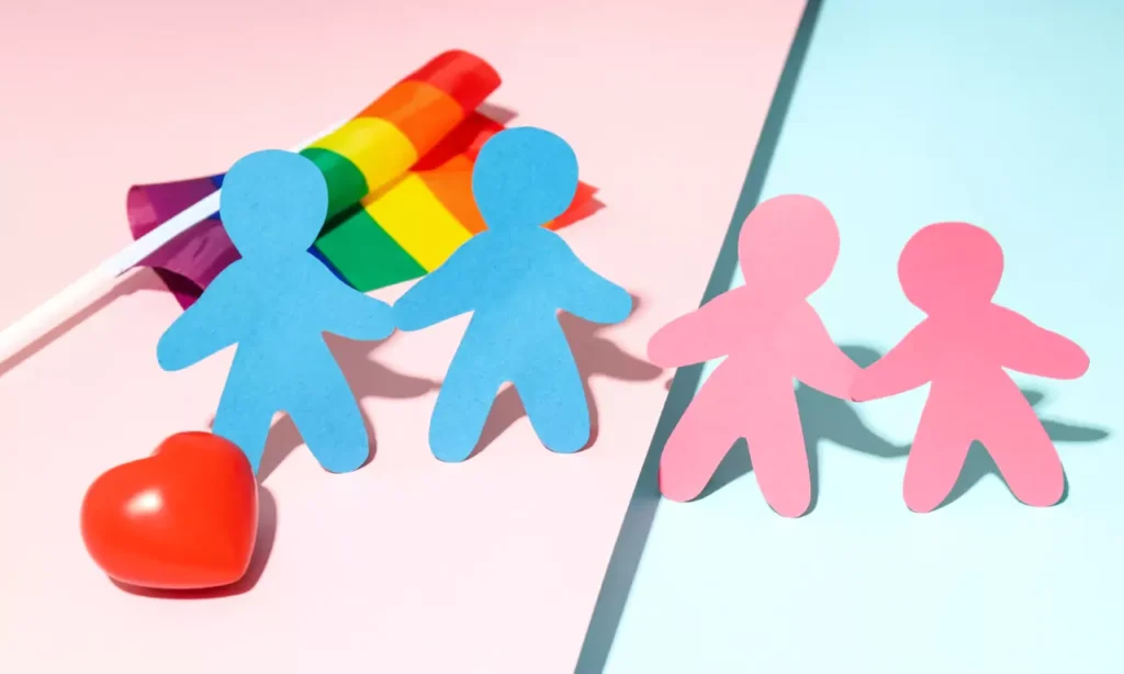 concept of lgbt family on two tone background