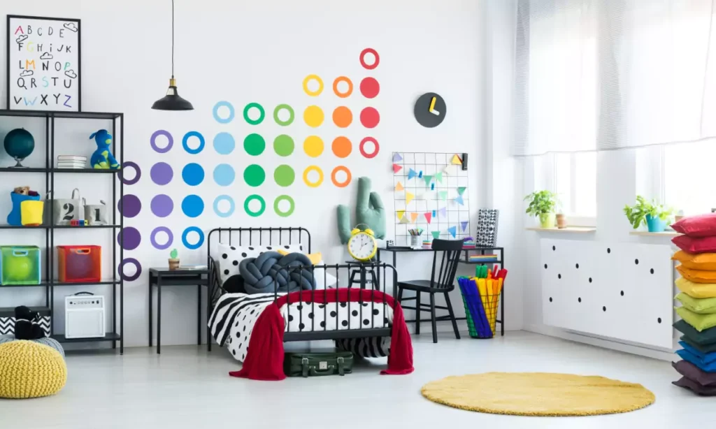 kid room with dots pattern